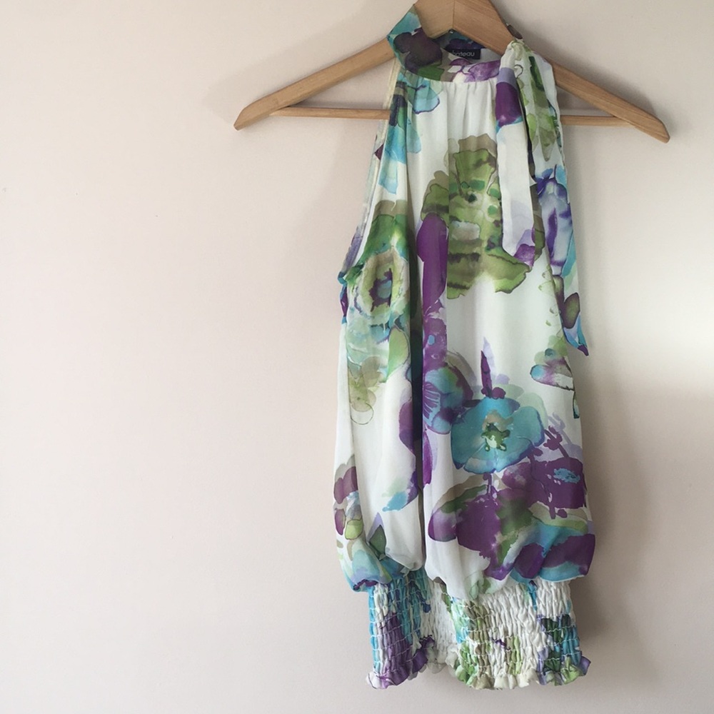LE CHÂTEAU | Tie Neck floral blouse